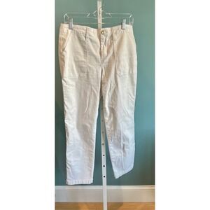 1822 Denim Womens Pants 10 White High Rise Utility Straight Leg Stretch Cotton